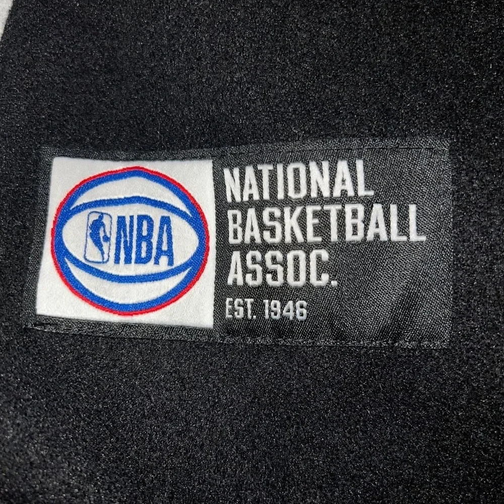 NBA Final Boss Varsity Letterman Jacket Mens M Black Grey Snap Front Bomber NWT